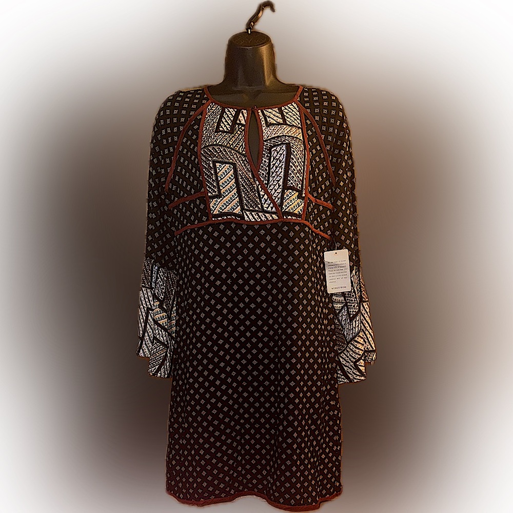 SOLD THML Dress Nordstrom 2025 Geometric Long Sleeve Dress NWT Size Small - Picture 3 of 13